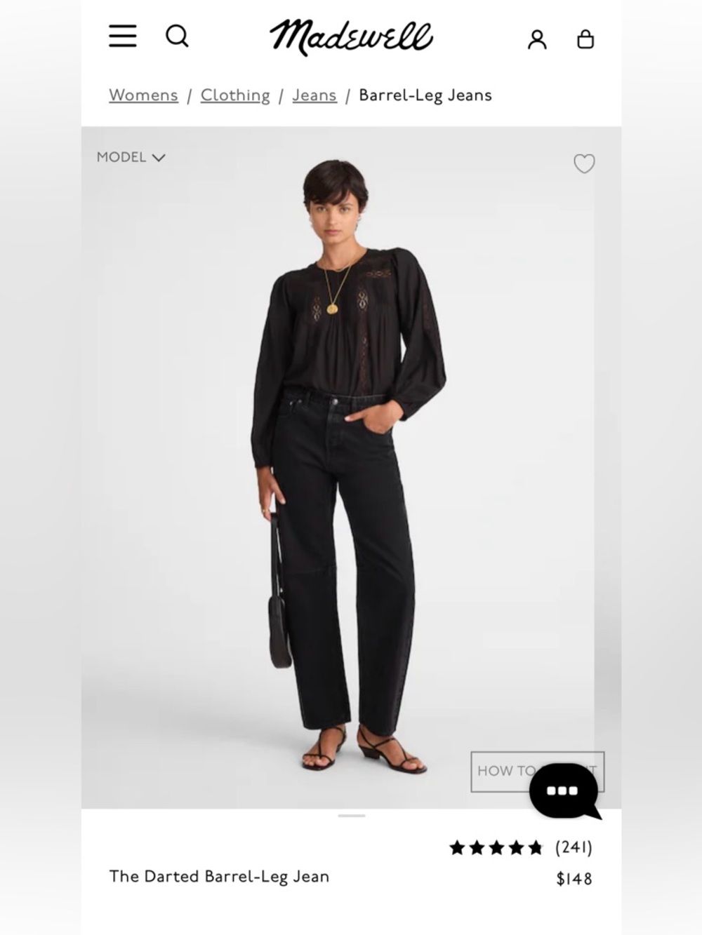 NWT Madewell The Darted Barrel-Leg Jean size 29 NWT